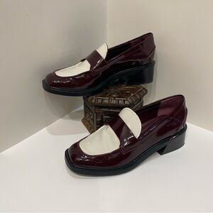 Sarto Franco Women’s 7 Gabriella Patent Leather Square Toe Loafer Heels